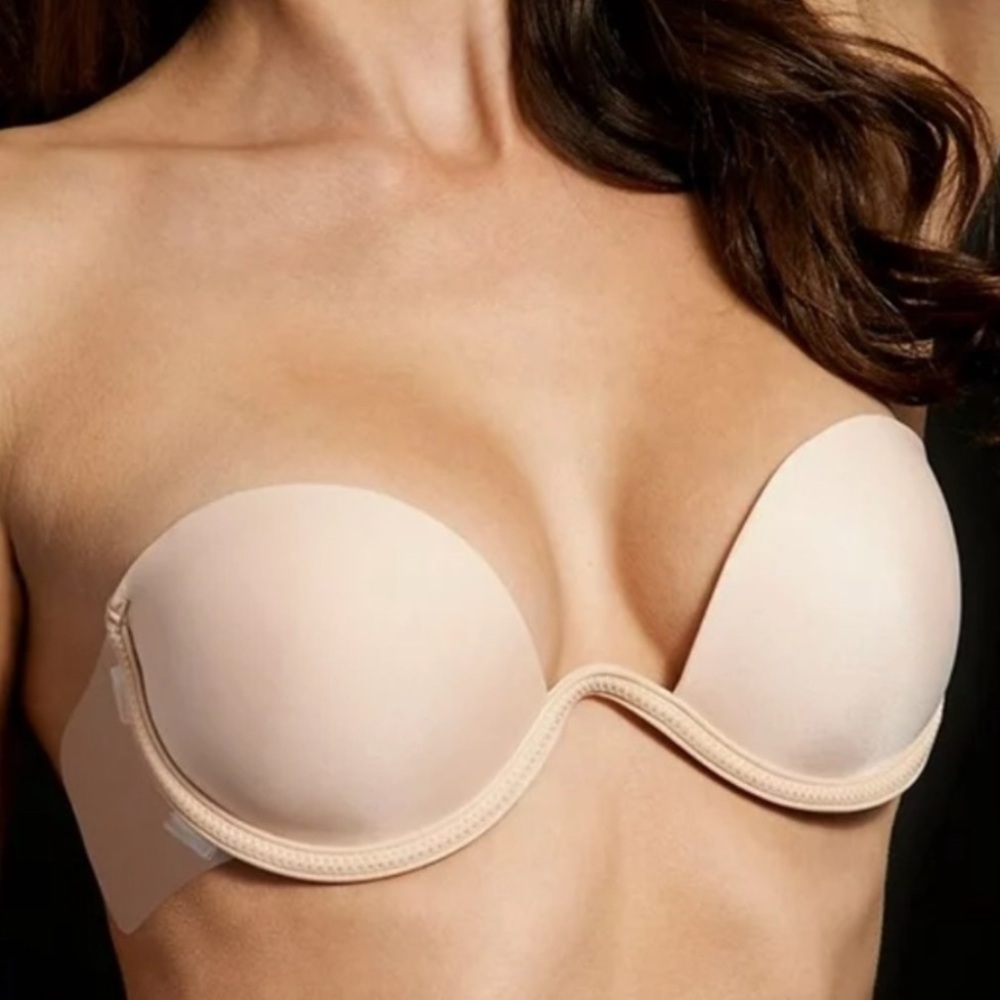 Maidenform Nude Pushup Combo Wing Strapless Bra with Clear Back Size 6 NEW
